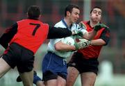5 April 1998; Declan Smith of Monaghan in action against Sean Ward, left, and Malachy McMurray of Down during the Church & General National Football League quarter-final match between Down and Monaghan at Croke Park in Dublin. Photo by Ray McManus/Sportsfile