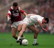 27 September 1998; Derek Savage of Galway in action against Ken Doyle of Kildare during the All-Ireland Senior Football Final match between Galway and Kildare at Croke Park in Dublin. Photo by Ray McManus/Sportsfile