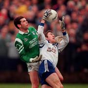 22 November 1998; Dermot McDermott of Monaghan in action against Ciaran McManus of Fermanagh during the All-Ireland 'B' Football Final match between Monaghan and Fermanagh at Scotstown in Monaghan. Photo by Matt Browne/Sportsfile