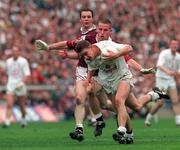 27 September 1998; Eddie McCormack of Kildare in action against Sean og De Paor of Galway during the All-Ireland Senior Football Final match between Galway and Kildare at Croke Park in Dublin.Photo by Matt Browne/Sportsfile