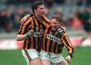 17 March 1997; Colm O'Neill, left, and Francie Bellew of Crossmaglen Rangers celebrate following the AIB All-Ireland Senior Club Football Championship Final match between Crossmaglen Rangers and Knockmore at Croke Park in Dublin. Photo by Ray McManus/Sportsfile