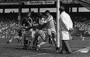 16 August 1981; Michael Connelly of Galway under pressure from Joe McKenna of Limerick during the All-Ireland Senior Hurling Championship semi-final match between Galway and Limerick at Croke Park in Dublin. Photo by Ray McManus/Sportsfile