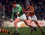 9 March 1997; Gary Kirby of Limerick in action against Dan O'Neill of Kilkenny during the National Hurling League Division 1 match between Kilkenny and Limerick at Nowlan Park in Kilkenny. Photo by Ray McManus/Sportsfile