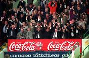 18 October 1998; An Taoiseach Bertie Ahern T.D, President of the GAA Joe McDonagh and the assembled VIP's join in the Mexican Wave prior to the 3rd quarter during the International Rules match between Ireland and Australia at Croke Park in Dublin. Photo by Ray McManus/Sportsfile
