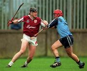 8 March 1998; Joe Rabbitte of Galway in action against Sean Power of Dublin during the Church & General National Hurling League match between Dublin and Galway at Parnell Park in Dublin. Photo by Brendan Moran/Sportsfile