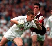 27 September 1998; John Finn of Kildare in action against Padraic Joyce of Galway during the All-Ireland Senior Football Final match between Galway and Kildare at Croke Park in Dublin. Photo by Brendan Moran/Sportsfile