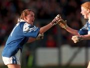 25 October 1998; Julieann Torpey, left, celebrates her goal with Waterford team-mate Geraldine O'Ryan during the All-Ireland Senior Ladies Football Championship Final replay match between Monaghan and Waterford at Croke Park in Dublin. Photo by Brendan Moran/Sportsfile