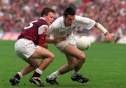 27 September 1998; Ken Doyle of Kildare in action against Dereck Savage of Galway during the All-Ireland Senior Football Final match between Galway and Kildare at Croke Park in Dublin. Photo by Ray McManus/Sportsfile