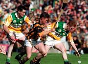 13 September 1998; Kevin Kinahan of Offaly in action against Charlie Carter of Kilkenny during the Guinness All-Ireland Senior Hurling Championship Final between Offaly and Kilkenny at Croke Park in Dublin. Photo by Brendan Moran/Sportsfile