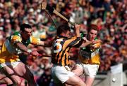 13 September 1998; Kevin Kinahan of Offaly in action against Charlie Carter of Kilkenny during the Guinness All-Ireland Senior Hurling Championship Final match between Offaly and Kilkenny at Croke Park in Dublin. Photo by Brendan Moran/Sportsfile