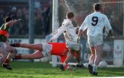 29 November 1998; Padraig Graven of Kildare shoots to score his side's second goal during the Church & General National Football League match between Kildare and Mayo at St Conleth's Park in Newbridge, Kildare. Photo by Brendan Moran/Sportsfile