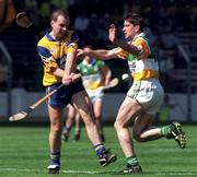 9 August 1998; Liam Doyle of Clare in action against Michael Duignan of Offaly during the Guinness All-Ireland Senior Hurling Championship semi-final match between Offaly and Clare at Croke Park in Dublin. Photo by Brendan Moran/Sportsfile