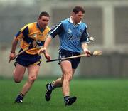 29 March 1998; Liam Walsh of Dublin in action against Colin Lynch of Clare during the Church & General National Hurling League match between Dublin and Clare in Parnell Park in Dublin. Photo by Ray McManus/Sportsfile