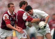 27 September 1998; Martin Lynch of Kildare in action against Tomas Mannion of Galway during the All-Ireland Senior Football Final match between Galway and Kildare at Croke Park in Dublin. Photo by Brendan Moran/Sportsfile
