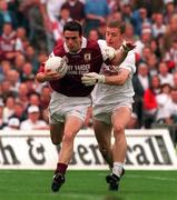 27 September 1998; Padraic Joyce of Galway in action against John Finn of Kildare during the All-Ireland Senior Football Final match between Galway and Kildare at Croke Park in Dublin. Photo by Brendan Moran/Sportsfile