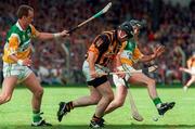 13 September 1998; Liam Keoghan of Kilkenny in action against Paudie Mulmore of Offaly during the Guinness All-Ireland Senior Hurling Championship Final between Offaly and Kilkenny at Croke Park in Dublin. Photo by David Maher/Sportsfile