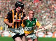 13 September 1998; Pat O'Neill of Kilkenny in action against John Troy of Offaly during the Guinness All-Ireland Senior Hurling Championship Final between Offaly and Kilkenny at Croke Park in Dublin. Photo by David Maher/Sportsfile
