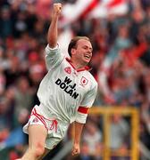 30 June 1996; Peter Canavan of Tyrone celebrates after scoring a goal during the Bank of Ireland Ulster Senior Football Championship Semi-Final match between Tyrone and Derry at St. Tiernach's Park in Clones, Monaghan. Photo by David Maher/Sportsfile