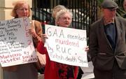 30 May 1998; Rule 21 protestors outside the Burlington Hotel in Dublin. Photo by Ray McManus/Sportsfile