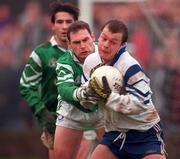 22 November 1998; Sean McGinnity of Monaghan in action against Colm Monaghan of Fermanagh during the All-Ireland 'B' Football Final match between Monaghan and Fermanagh at Scotstown in Monaghan. Photo by Matt Browne/Sportsfile