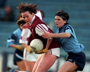 25 October 1998; Triona Kinane of Westmeath in action against Sorcha Farrelly of Dublin during the Ladies National Football League Division 2 match between Dublin and Westmeath at Croke Park in Dublin. Photo by Brendan Moran/Sportsfile