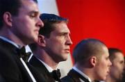 29 November 2002; Kieran McGeeney, Armagh, pictured after receiving his All-Star award from GAA President Sean McCague and Paul Donovan, Chief Executive, Vodafone, at the VODAFONE GAA All-Star Awards in the Citywest Hotel, Dublin. Football. Hurling. Picture credit; Ray McManus / SPORTSFILE *EDI*