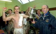1 December 2002; Errigal Ciaran's Pascal, (left), and Peter Canavan celebrate after victory over Enniskillen. Errigal Ciaran v Enniskillen, Ulster Club Final, St. Tighearnachs Park, Clones, Co. Monaghan. Football. Picture credit; Damien Eagers / SPORTSFILE *EDI*