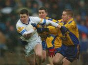 1 December 2002; Enda McGinley, Errigal Ciaran, is challenged by Mark Millar, Enniskillen. Errigal Ciaran v Enniskillen, Ulster Club Football Final, St. Tighearnachs Park, Clones, Co. Monaghan. Picture credit; Damien Eagers / SPORTSFILE *EDI*