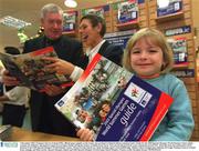 4 December 2002; Ordnance Survey Ireland (OSI), official maps supplier to the Games, has produced a limited edition commemorative Guide for the 2003 Special Olympics World Summer Games which contains the definitive information required to navigate Dublin during the Games, available from Eason & Son Ltd and all good book stores nationwide priced Û25. All profits from this publication will be donated to the 2003 Special Olympics World Summer Games. Pictured at the launch are, Ruby Keating, aged 4, from Ballsbridge, Dublin, with in background, Malachy McVeigh, Ordnance Survey Ireland from Armagh, and Rita Lawlor, Special Olympics athlete and 2003 Special Olympics World Games Board Member. Picture credit; Brendan Moran / SPORTSFILE