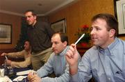 5 December 2002; Cork footballers, from left, Joe Kavanagh, Ciaran O'Sullivan, Ronan McCarthy, and Colin Corkery, pictured at the Cork footballers' meeting at Jurys Hotel, Co. Cork. Football. Picture credit; SPORTSFILE