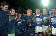 7 December 2002; Matt Williams, Leinster coach, (centre), speaks to his players after they had defeated Montferrand, Heineken Cup Rugby, Montferrand v Leinster, Stade Marcel Michelin, Clermot Ferrand, France. Picture credit; Damien Eagers / SPORTSFILE *EDI*