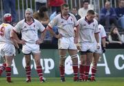 14 December 2002; Ulster players from l to r; Andy Ward, Jeremy Davidson, and Justin Fitzpatrick pictured after Biarritz had scored their third try. Biarritz v Ulster, Heineken Cup Rugby, Stade Aguilera, Biarritz, France. Picture credit; Damien Eagers / SPORTSFILE *EDI*