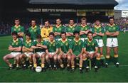 20 September 1987; The Meath team, back row, left to right, Colm O'Rourke, Mick Lyons, Mick McQuillan, Gerry McEntee, Brian Stafford, Martin O'Connell, David Beggy and Joe Cassells, front row, from left, PJ Gillic, Terry Ferguson, Bernard Flynn, Robbie O'Malley, Liam Harnan, Kevin Foley and Liam Hayes. GAA All-Ireland Senior Football Championship Final, Croke Park, Dublin. Picture credit: Ray McManus / SPORTSFILE