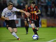 14 September 2012; Karl Moore, Bohemians, in action against John Mountney, Dundalk. FAI Ford Cup Quarter-Final, Bohemians v Dundalk, Dalymount Park, Dublin. Picture credit: Brian Lawless / SPORTSFILE