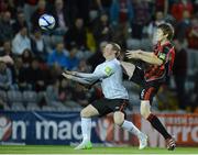 14 September 2012; Michael Rafter, Dundalk, in action against Chris Shields, Bohemians. FAI Ford Cup Quarter-Final, Bohemians v Dundalk, Dalymount Park, Dublin. Picture credit: Brian Lawless / SPORTSFILE