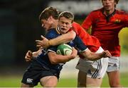 14 September 2012; Max McFarland, Leinster, is tackled by Jack O'Donoghue, Munster. Under 20 Interprovincial, Leinster v Munster, Donnybrook Stadium, Donnybrook, Dublin. Picture credit: Barry Cregg / SPORTSFILE