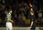 14 September 2012; Referee Alan Kelly shows the red card to Ken Oman, Shamrock Rovers. FAI Ford Cup Quarter-Final, Shelbourne v Shamrock Rovers, Tolka Park, Dublin. Picture credit: David Maher / SPORTSFILE