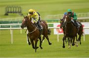 15 September 2012; Pearl Music, with Gary Carroll up, left, on their way to winning the Gain Freedom European Breeders Fund Maiden. Curragh Racecourse, the Curragh, Co. Kildare. Photo by Sportsfile