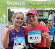 15 September 2012; Niamh Murphy and Sinead Muldoon, both from Co. Westmeath, after completing the Dublin Half Marathon. Entrants ran, walked and jogged the 13 mile course in what was the fourth and final race in the four part Dublin Race series. The Half Marathon represents the last major hurdle for Marathon hopefuls ahead of the Dublin Marathon on October 29th. Entry remains open for the Dublin Marathon until Monday 1st October see www.dublinmarathon.ie for more details. Dublin Race Series Half Marathon 2012, Phoenix Park, Dublin. Picture credit: Tomas Greally / SPORTSFILE