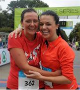 15 September 2012; Edel Egan and Pamela Mc Loughlin, both from Kevs Team, Co. Dublin, after completing the Dublin Half Marathon. Entrants ran, walked and jogged the 13 mile course in what was the fourth and final race in the four part Dublin Race series. The Half Marathon represents the last major hurdle for Marathon hopefuls ahead of the Dublin Marathon on October 29th. Entry remains open for the Dublin Marathon until Monday 1st October see www.dublinmarathon.ie for more details. Dublin Race Series Half Marathon 2012, Phoenix Park, Dublin. Picture credit: Tomas Greally / SPORTSFILE