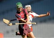 16 September 2012; Deirdre Burke, Galway, in action against Meabh McGoldrick, Derry. All-Ireland Intermediate Camogie Championship Final, Derry v Galway, Croke Park, Dublin. Photo by Sportsfile
