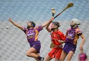 16 September 2012; Claire O'Connor, left, and Mags D'Arcy, Wexford, in action against Sile Burns, Cork. All-Ireland Senior Camogie Championship Final, Cork v Wexford, Croke Park, Dublin. Photo by Sportsfile