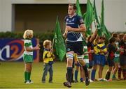 15 September 2012; Devin Toner, Leinster, runs out to earn his 100th cap. Celtic League 2012/13, Round 3, Benetton Treviso v Leinster, Stadio Mongio, Treviso, Italy. Picture credit: Stephen McCarthy / SPORTSFILE