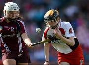 16 September 2012; Aoife Ni Chaiside, Derry, in action against Maria Brehony, Galway. All-Ireland Intermediate Camogie Championship Final, Derry v Galway, Croke Park, Dublin. Picture credit: David Maher / SPORTSFILE