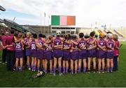 16 September 2012; The Wexford team stand for the National Anthem. All-Ireland Senior Camogie Championship Final, Cork v Wexford, Croke Park, Dublin. Photo by Sportsfile