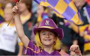 16 September 2012; A Wexford fan at the game. All-Ireland Senior Camogie Championship Final, Cork v Wexford, Croke Park, Dublin. Photo by Sportsfile
