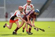 16 September 2012; Orla Curtin, Galway, in action against Aileen McCusker, Derry. All-Ireland Intermediate Camogie Championship Final, Derry v Galway, Croke Park, Dublin. Picture credit: Matt Browne / SPORTSFILE
