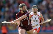 16 September 2012; Rachel Monaghan, Galway, in action against Aideen Mullan, Derry. All-Ireland Intermediate Camogie Championship Final, Derry v Galway, Croke Park, Dublin. Picture credit: David Maher / SPORTSFILE