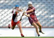 16 September 2012; Maria Brehony, Galway, in action against Maeve Quinn, Derry. All-Ireland Intermediate Camogie Championship Final, Derry v Galway, Croke Park, Dublin. Photo by Sportsfile