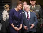 16 September 2012; The President of Ireland Michael D. Higgins with Aileen Lawlor, President of the Camogie Association, before the game. All-Ireland Senior Camogie Championship Final, Cork v Wexford, Croke Park, Dublin. Photo by Sportsfile